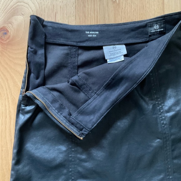 AG “The Adeline” Black Leather Mini Skirt, Size 24 - Picture 3 of 7